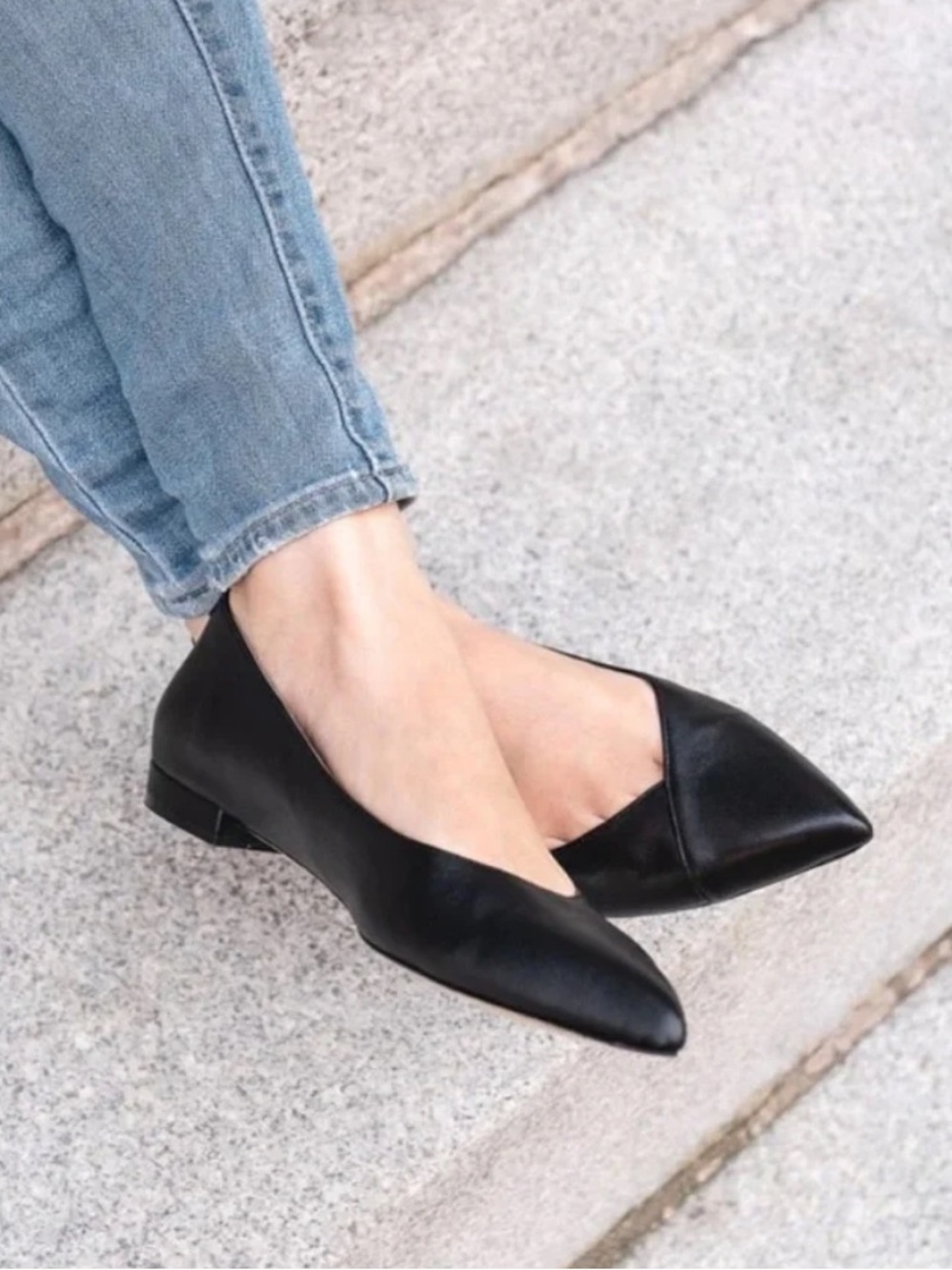 ALLY Forever Black Leather Pointed Flat women’s office shoe size 36 C width EUC